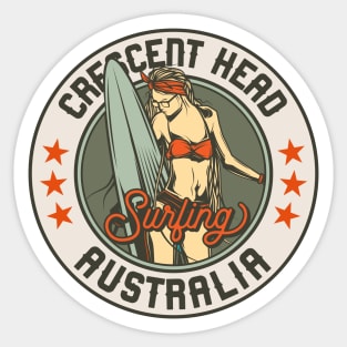 Vintage Surfing Badge for Crescent Head, Australia Sticker